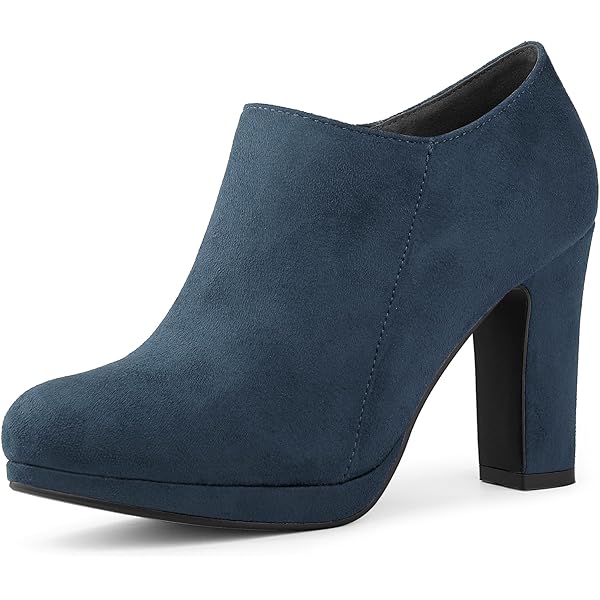 Allegra K Women's Plaid Cap Toe Slingback Pumps - Navy Blue Chunky Heel, 3 Inch Heel Height, Size 8 M US