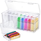 Dcocdeely 9 Pcs Crayon Box, Mini Storage Containers with Lid 4.5x3.4 Inches Crayon Case Clear Rectangle Box for Crafts Jewelry Beads, Office Supplies (9, Clear)