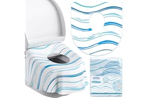 Toilet Seat Covers Disposable for Kids and Adults, YIHATA 40 Pack Extra Large Waterproof Toddler Potty Training Toilet Cover Individually Wrapped Potty liners for Public Restroom, Travel(Waves))
