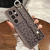 MOWIME Compatible with Samsung Galaxy S25 Ultra Case with Wrist Strap, Cheetah Print Shockproof Soft TPU Protective for Women Girls, Slim Anti Scratch Case for Galaxy S25 Ultra 6.9 Inch, Brown