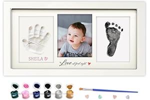 MYPAWLETS 2 in 1 Band Hand and Footprint Kit,Unqiue Newborn Keepsake Frame,Soft Clay & Clean Touch/Inkless Ink Pad, Baby Shower Gifts,Gifts for New Mom/Parents,First Mothers Day Gifts-White
