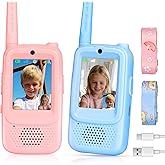 Video Walkie Talkies for Kids with Real-Time Screen & Voice Changer, Rechargeable Walkie Talkies Long Range Radios, for Outside, Hiking, Birthday Gifts for Boys/Girls Ages 3-12