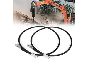 VORGENS 2Pcs 1/4'' x 5Ft Auger Drill Hydraulic Hose with M14*1.5 Female & M18*1.5 Female Excavator Fittings, Fit for 1.8 Ton Mini Excavator Auger Drill Hose - Rubber Hydraulic Hose, 8702PSI 60MPA