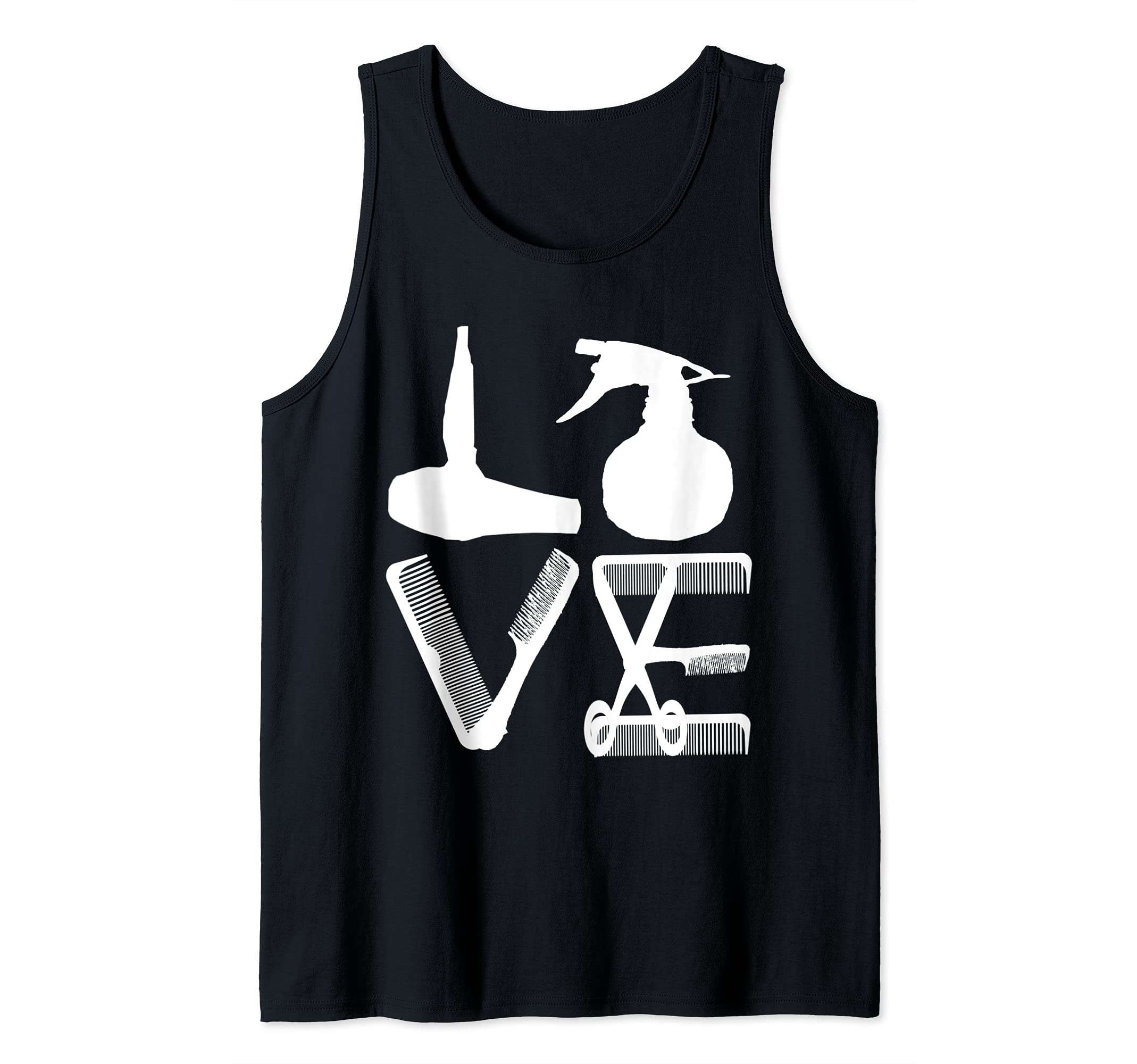 Hairdresser Love Hairdryer Scissors Barber Hair Brush Tank Top