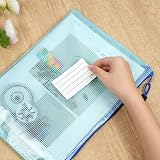 Vicloon 10Pcs A4 File Wallets Mesh Zip Lock Bags with Label Pocket Multi Color view 4