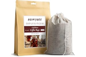 HOMYHEE Cold Brew Coffee Bags 60 Count Disposable Fine Mesh Brewing Bags for Concentrate/Iced Coffee Maker, French/Cold Press Kit, Hot Tea in Mason Jar or Pitcher, 6 x 10 Inches