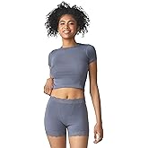 Florence by Mills Womens Ribbed Tee with Lace Trim