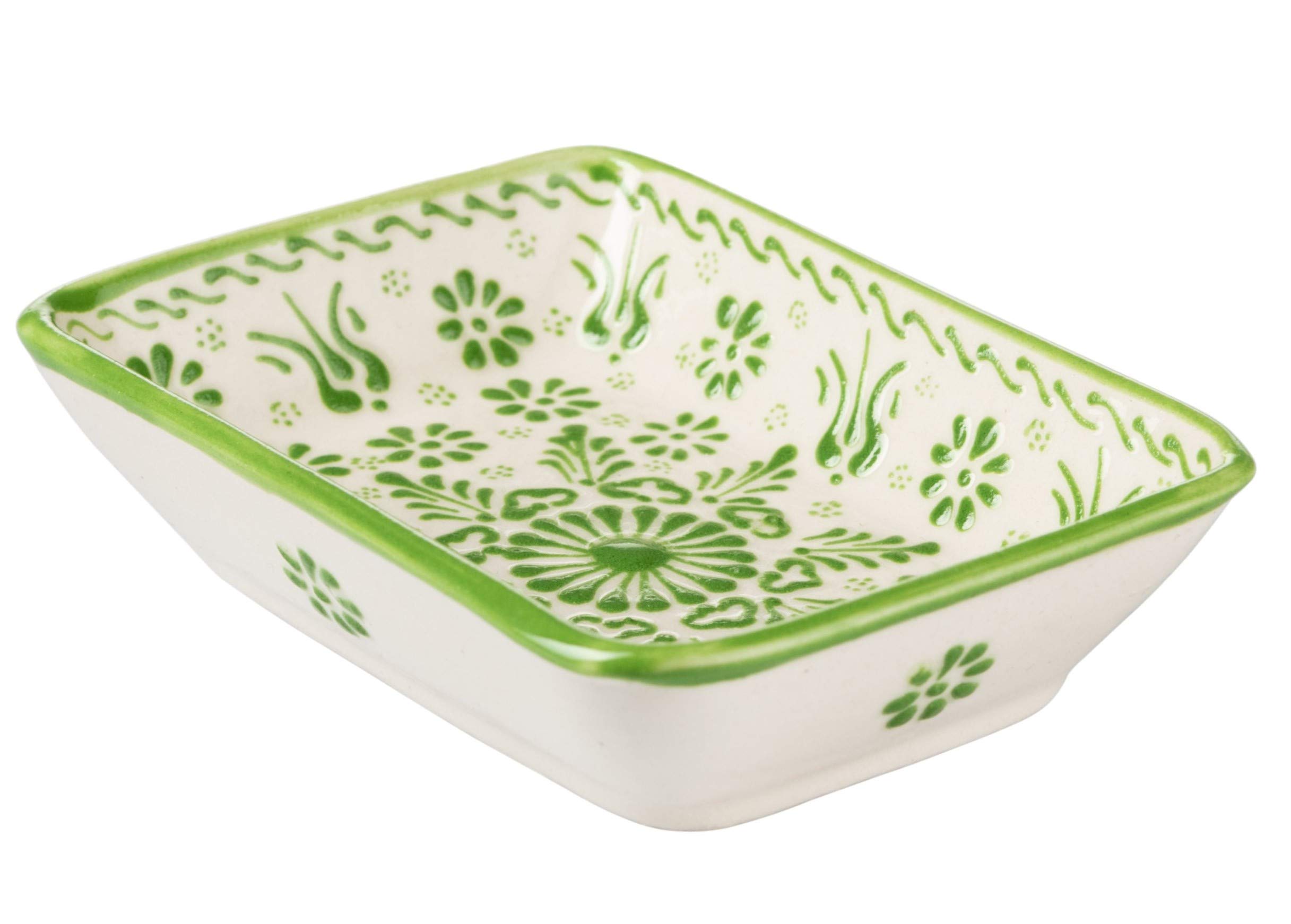 ottoman Hand Painted Ceramic Soap Dish (Kumru Pistachio Green)