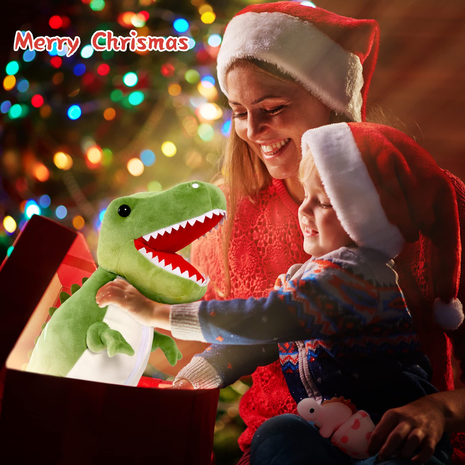 MorisMos 60cm hoch riesen Dino Kuscheltier XXL mit 3 Baby im Bauch, groß Dinosaurier Plüschtier Stofftier, weich Dino Spielzeug Plüschdino für Kleinkind Jungen Weihnachten Geschenk 9