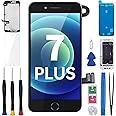 BESJMYT for iPhone 7 Plus Screen Replacement 5.5" Black with Home Button LCD Display Digitizer 3D Touch Full Assembly with Front Camera Speaker Sensor Glass Repair Kit Fix Tools for A1661 A1784 A1785