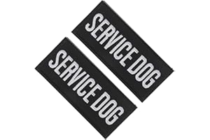 KHBUAB 2pcs Embroidered Service Dog Vest Patches Small Sew-on Applique Badges for Training Walking Travel