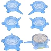 SLSON 6 Pack Pet Food Can Cover Stretchable 1 Fit 3 Universal Size Silicone Can Lids for Dog and Cat Food Can Blue