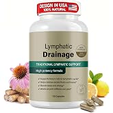 Lymphatic Drainage Supplements, Lymphatic Drainage Capsules for Immune | Health Fluid Balance, Natural Herbal with Echinacea, Dandelion &amp; Burdock Root, Non-GMO, Vegan, Gluten Free - 120 Capsules