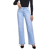 ETTELO Women's Jeans Straight Leg Casual High Waisted Stretch Trendy Black Pull On Jeans for Women