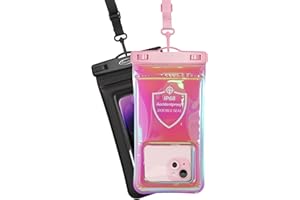 AiRunTech Waterproof Phone Pouch,Double Seal Floating Phone Case for Swimming Kayak Paddle Board,Protector iPhone 17 16 15 14 13, River Lake Canoe Boating Beach Accessories(Iridescent Pink+Black)