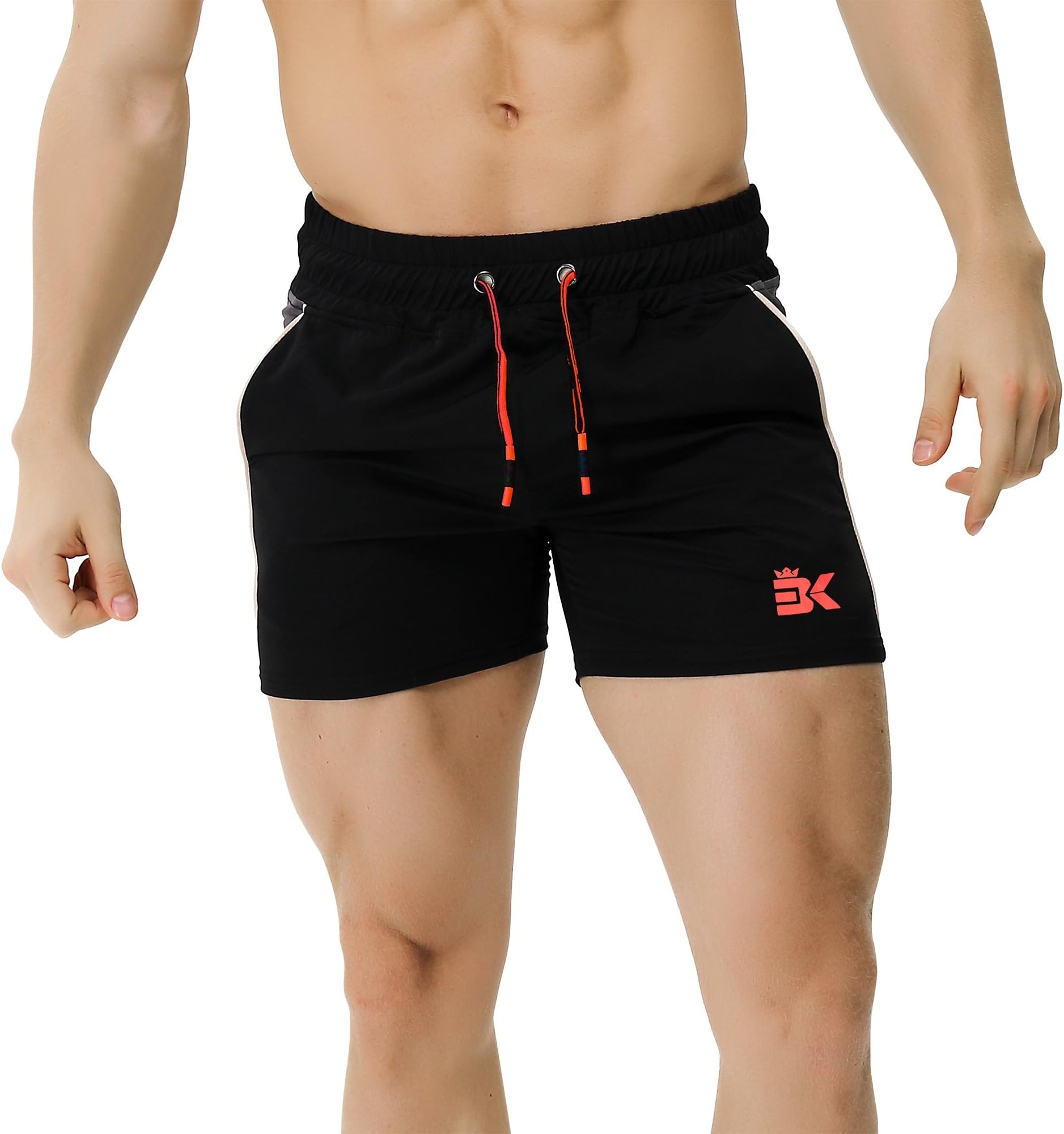 BROKIG Mens 5" Gym Fitness Shorts Running Workout Short Pants Elastic Waistband with Pockets