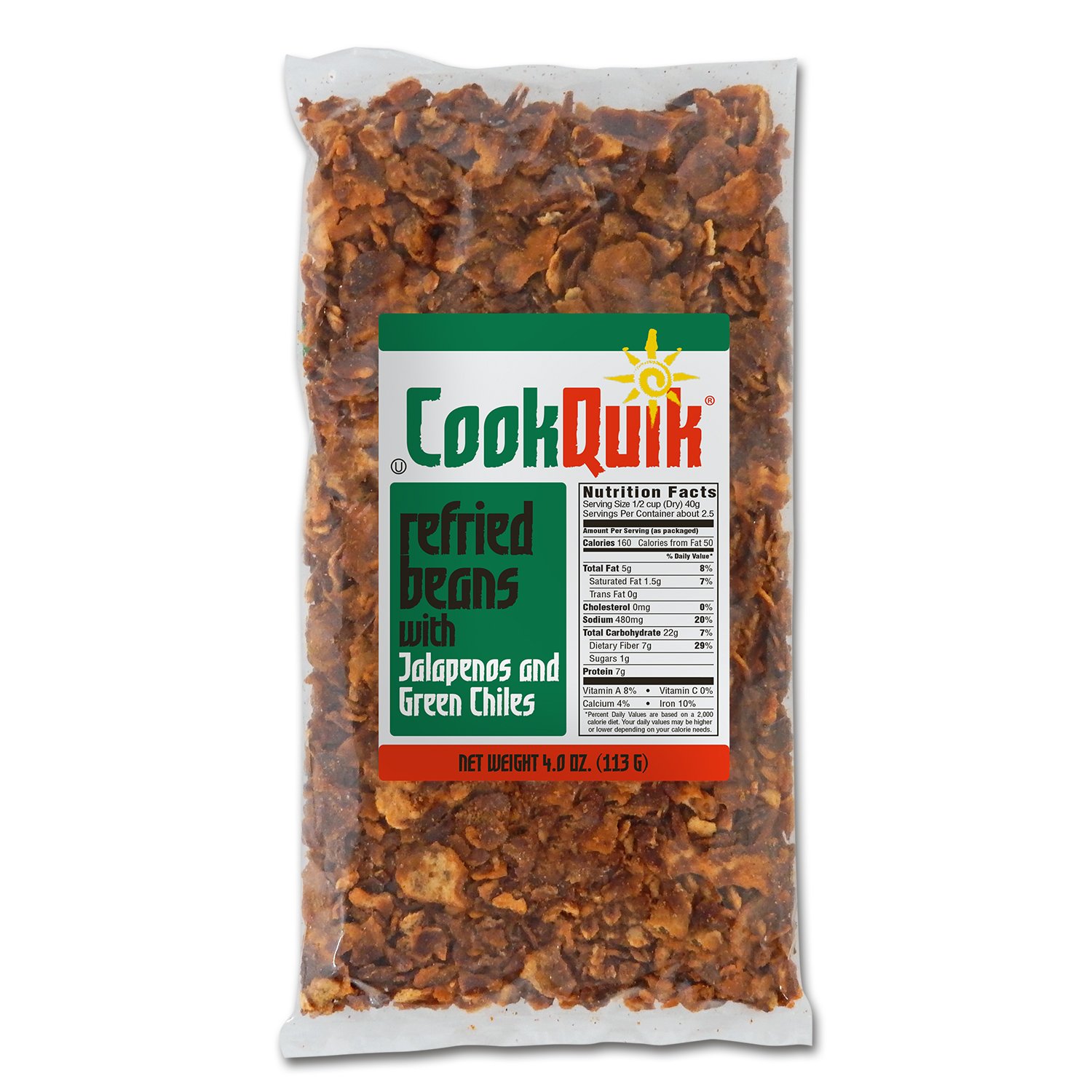 CookQuik Dehydrated Beans, Refried Pinto Beans With Jalapeno And Green