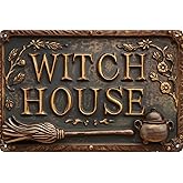 Witch House Vintage Metal Sign Decor Plaque 8x12 in Funny Retro Poster for Garage Porch Cafe Bar Woman Cave Living Room Garden Shop Wall Decor Gift for Halloween