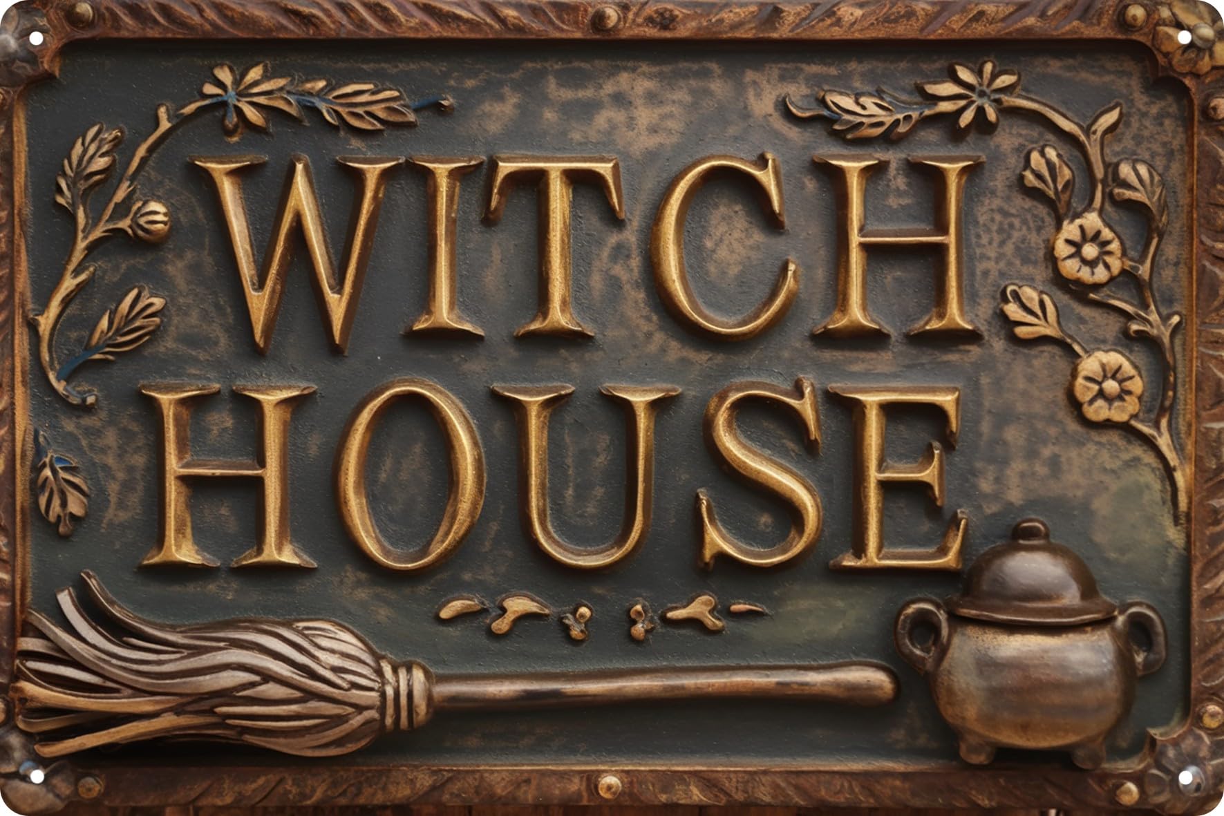 Photo 1 of Witch House Vintage Metal Sign Decor Plaque 8x12 in Funny Retro Poster for Garage Porch Cafe Bar Woman Cave Living Room Garden Shop Wall Decor Gift for Halloween