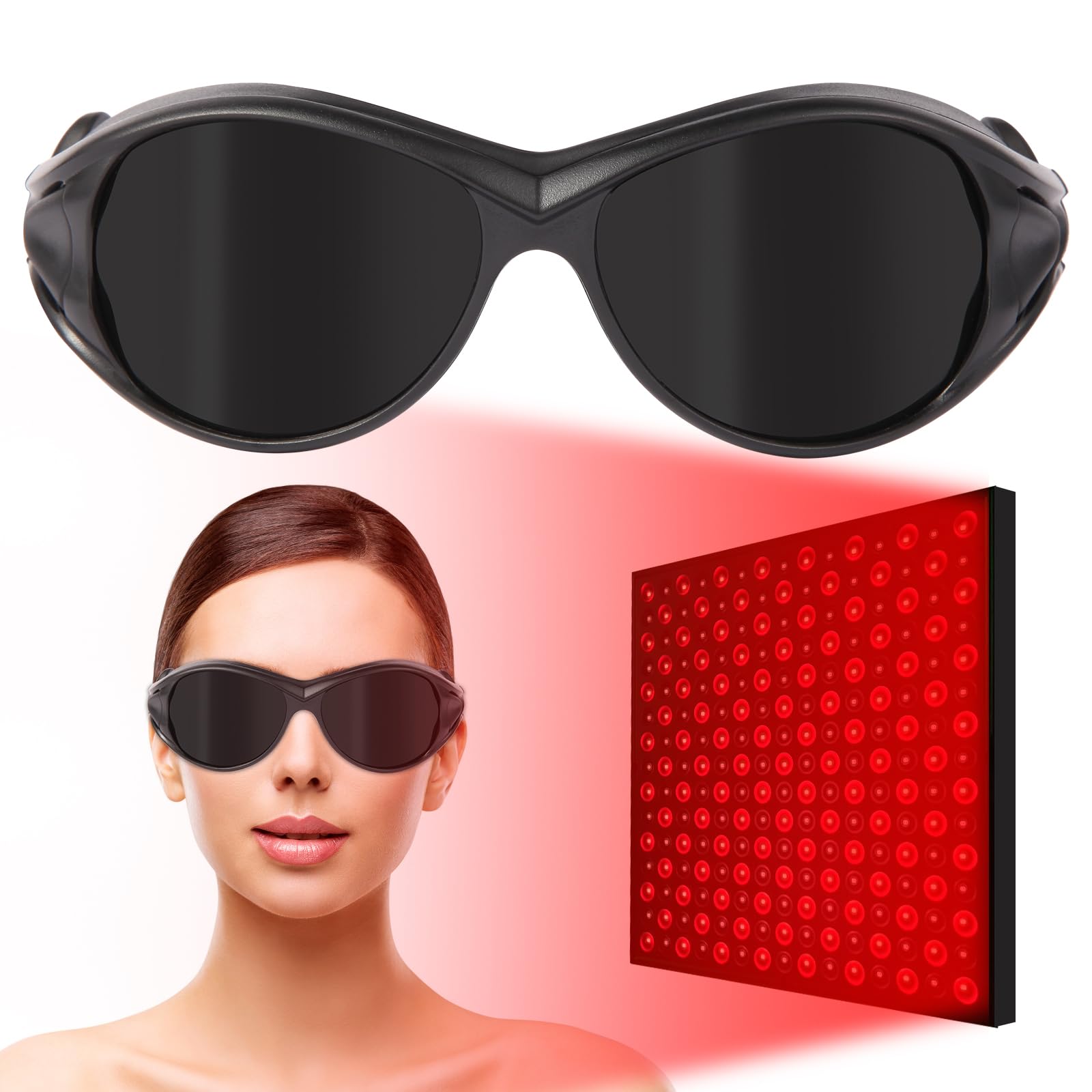 Photo 1 of FreeMascot Red Light Therapy Glasses, Laser Safety Glasses IPL 200-2000nm, Eyes Protection for Tanning Goggles and Red Light Therapy