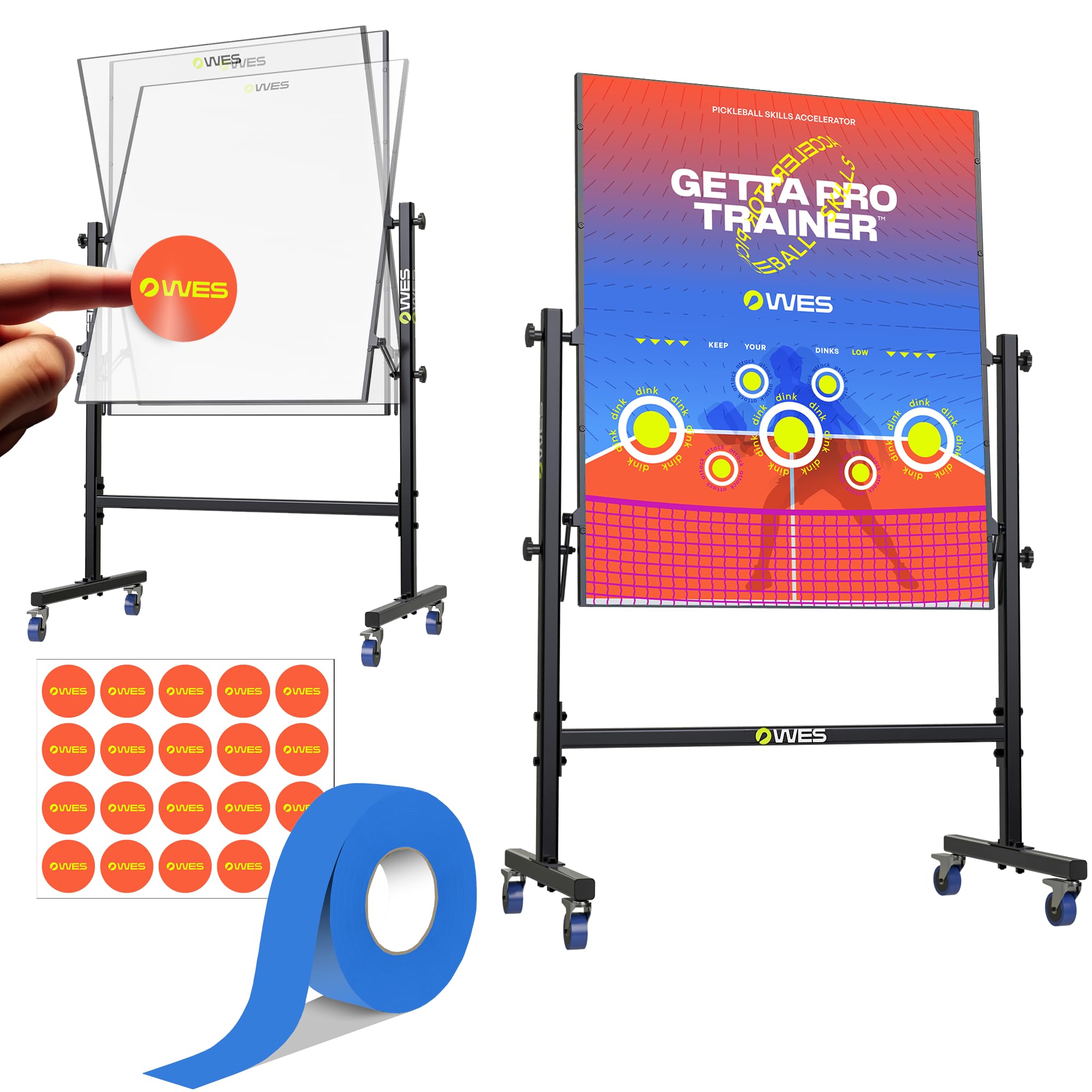 Photo 1 of WES Getta Pro Trainer, Double-Sided Pickleball Rebounder with Stand and Adjustable Angle | Dink Pickleball Practice Board | Pickleball Training Aids