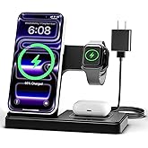 GETPALS Wireless Charger iPhone Charging Station for Apple Multiple Devices | 3 in 1 Charger Stand for iPhone 18 Pro Max 17 17e 16 16e 15 14 13 12 &amp; Watch Series 12-2 SE Ultra &amp; Airpods 5 4 3 Pro, Black