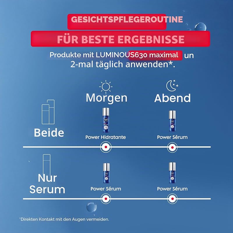 POWER Anti-Aging Serum 2-in-1 Anti-Falten und Anti-Falten (1 x 30 ml), Feuchtigkeitsspendendes Gesichtsserum mit Luminous 630 für Herren, Anti-Flecken-Serum mit Hyaluronsäure