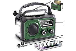 GIDEZH Solar Emergency Crank Radio with 16000mAh Power Bank - NOAA Weather Alert, Hand Dynamo, AM/FM Portable Radio, Bright Flashlight & Phone Charger for Power Outages, Camping, Survival Kits (Dark Green)
