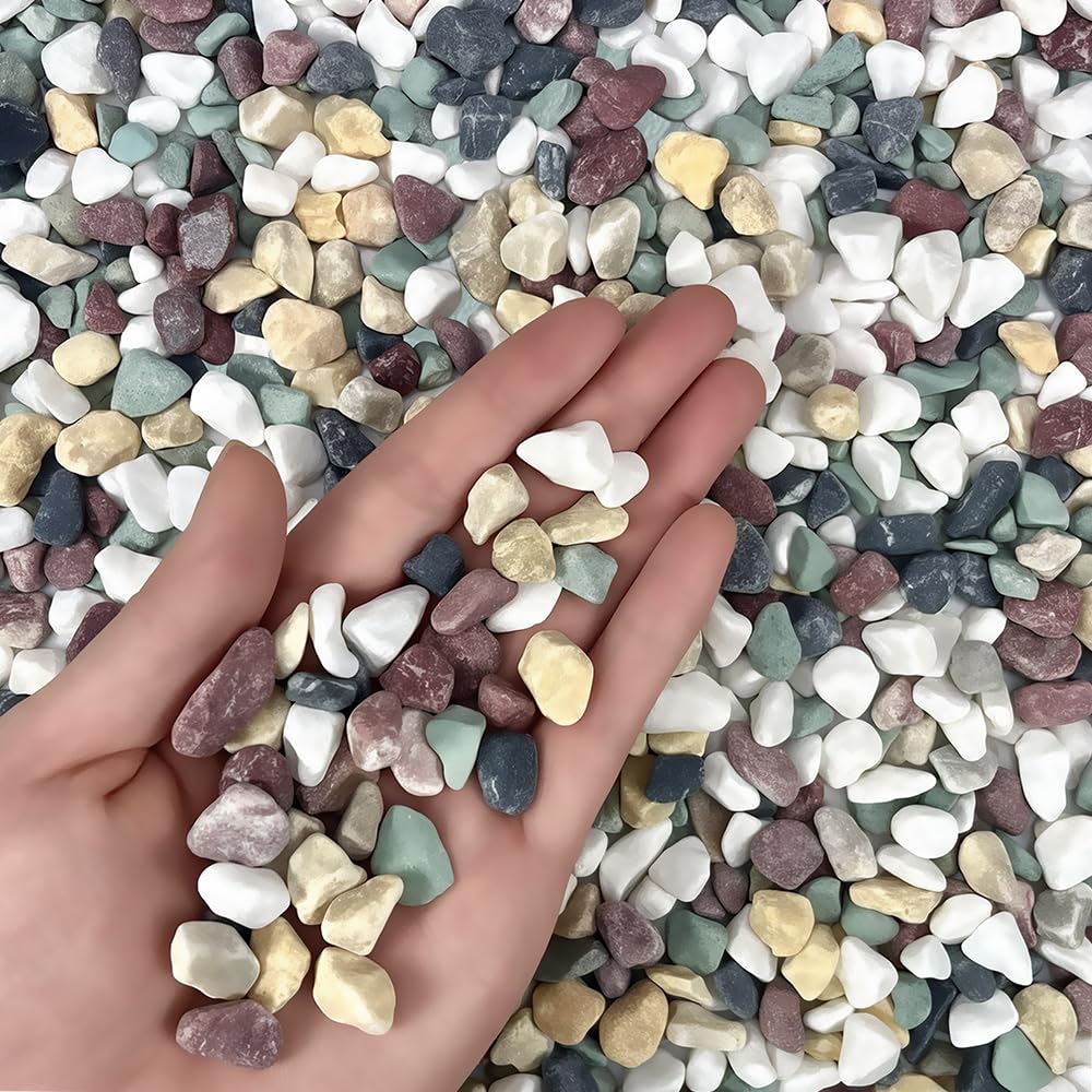 HAJDAM 2.1 lbs Pea Gravel - 6-9 mm Decorative Small Stones for Potted Plants and Cactus, Fish Tank Gravel, Mulch