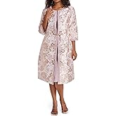 Women's Two Piece Dress Church Suits Mother Gift Special Occasion Wedding Party Jacquard Embroidery Long Jacket Church Set