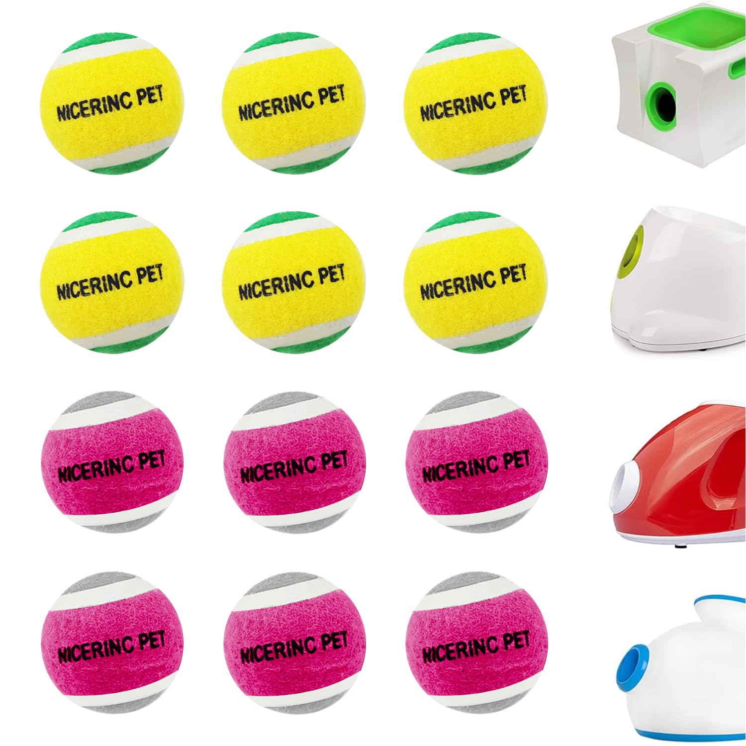 NICERINC PET X-Small Dog Tennis Balls Dog Toys Ball Interior Bell 1.5" Pack of 12, Fit Ball Launchers
