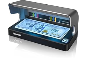PONNOR AL-12 Counterfeit Bill Detector Money Checker Machine with Dual UV LED Light for Credit Card & ID Detection, Suitable for All Currencies with Auto ON/Off Rechargeable Battery Large FullBacklit