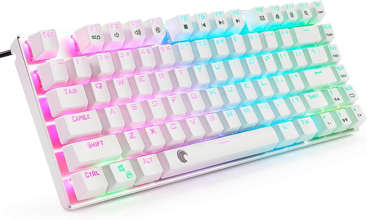 Amazon E元素メカニカル式ゲーミングキーボード 青軸81キーアンチゴーストキー 10色可調節呼吸モードledバックライト付き Usb有線防水ゲーム用パソコンキーボード 青軸ーホワイト 並行輸入品 E元素 ゲーミングキーボード 通販