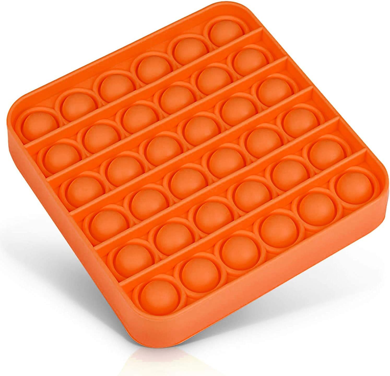 Amazon Com Push Sensory Pop Fidget Bubble Toy Autism Special Needs Stress Reliever Silicone Stress Reliever Toy Squeeze Sensory Toy Orange Square Toys Games