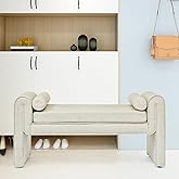 COCONINO WJ 50.39" End of Bed Bench, Entryway Ottoman, Bedroom Foot Bench for End of Bed, Footstools Seat with Rolling Arm (L