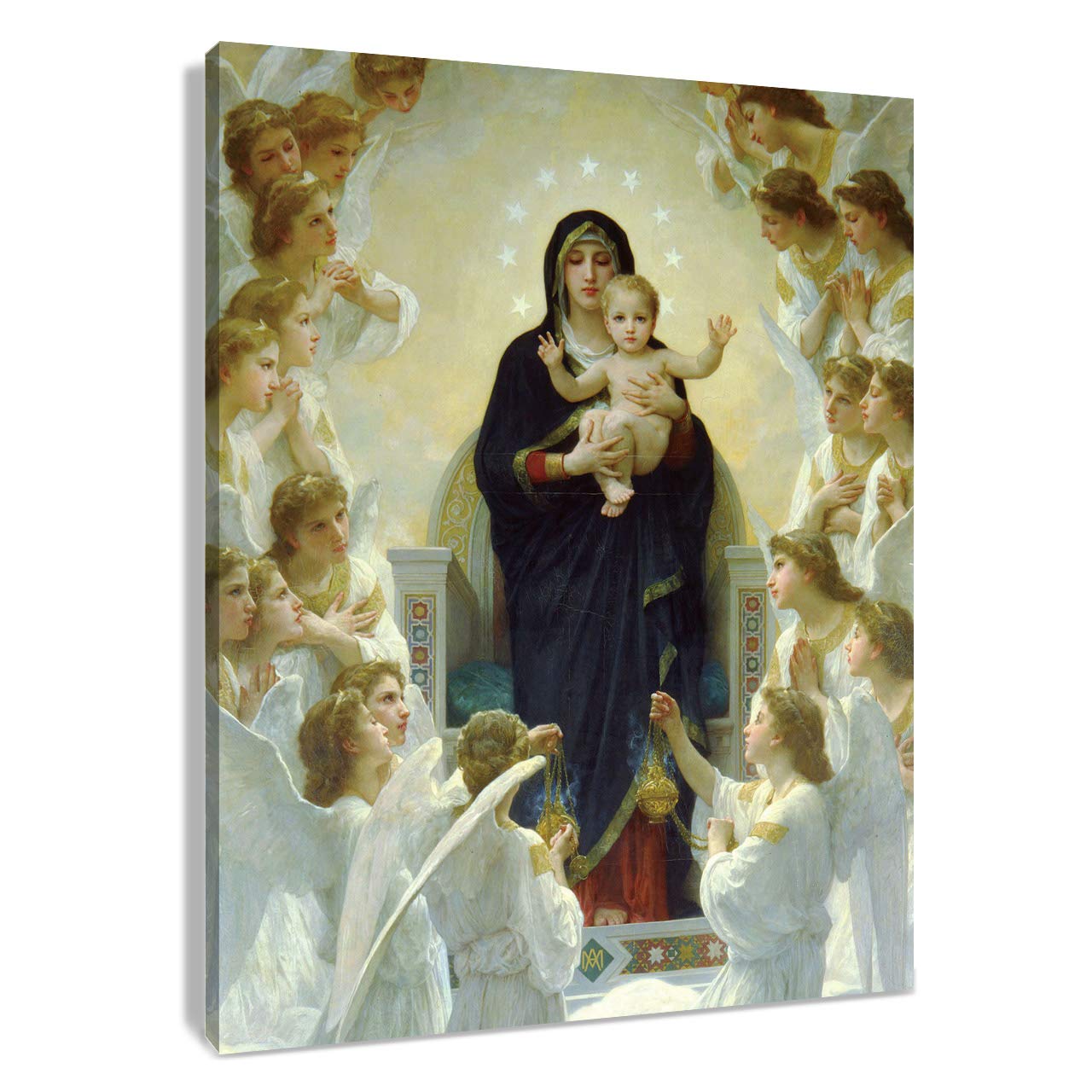 Hvest Virgin Mary Canvas Wall Art Christ Jesus In Heaven 