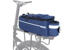 RAYMACE Bike Trunk Cooler Bag With Tail Light,Bicycle Rear Rack Bag Insulated Storage 8L,Pannier Bag (Navy)