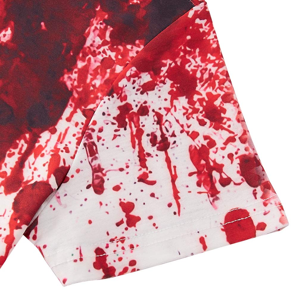 Kids Boys T-Shirts Blood Graphic Printed Funny Halloween Shirts Short Sleeve Tops Classical Round Neck Tees Birthday for 6-8 Years Old