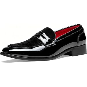 Vostey Men's Patent Loafers Slip On Tuxedo Shoes Wedding Prom Formal