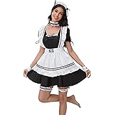 Anime French Maid Outfit 8PCS Apron Lolita Fancy Dress Cosplay Japanese School Girl Uniform Halloween Costume