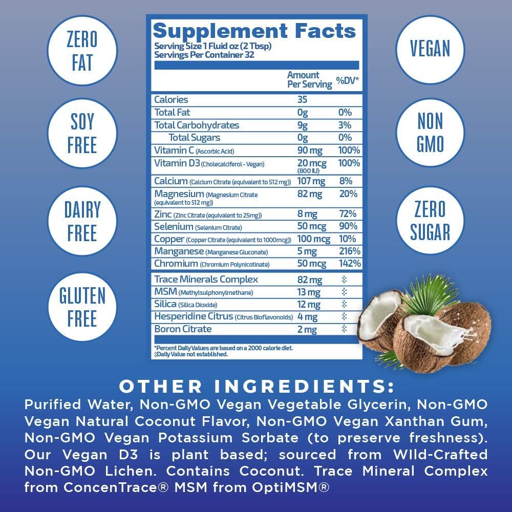 Liquid Sleep Multimineral by MaryRuth's (Coconut) Vegan Vitamins, Minerals, Magnesium, Calcium & MSM - Natural Sleep & Stress Aid - Muscle Relaxation - NO Melatonin - Non-GMO Paleo 0 Sugar 0 Fat 32oz: Health & Personal Care