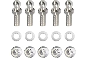 Apalie 5Pack 10mm Ball Studs with Hardware with 5/16-18 Thread x 3/4" Long Shank，Strut Fitting for Gas Lift Support