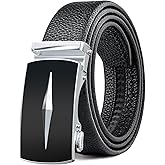 BuzToz Men's Belt,Leather Ratchet Dress Belts with Sliding Adjustable Belts Dress Casual Jeans Comfort Trim to Fit