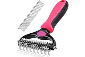 Nepfaivy Pet Grooming Brush for Dog - Double Sided Shedding and Dematting Undercoat Rake Comb for Dogs and Cats, Dog Grooming Brush, Dog Shedding Brush, Dog Hair Deshedding Tool
