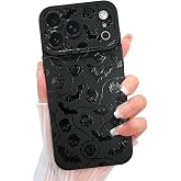 KANGHAR Designed for iPhone 17 Pro Max Case, Black Goth Bat Skull & Thorn | Cool Gothic Aesthetic Rose Floral Design for Women Men Boys, Full Camera Protection, Soft TPU Shockproof Protective Cover