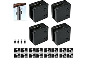 Glass Clamp - 4PCS,for 1/4 "-1/2 "（6mm-12mm） Tempered Glass, Stainless Steel 304 Flat Back Square Casting- Black for Indoor/Outdoor Balustrade, Stair Handrail (LIUCHONGYANG99)