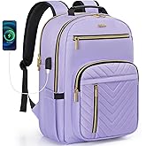 WELIDAY Laptop Backpack for Women, 15.6 Inch Work Business Backpacks, Large Capacity Travel Backpack with USB Charging Port, School Backpack Work Backpack for Nurse Teacher, Lilac Purple