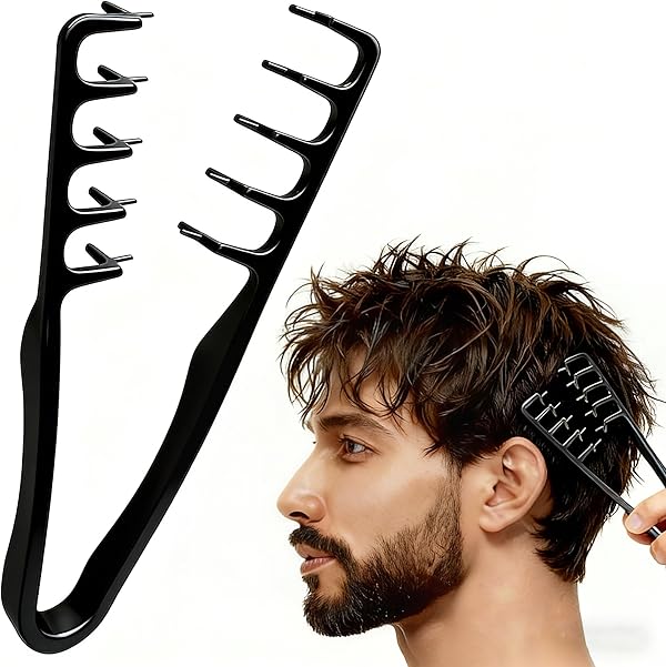 STRUKTURPASTE Lockenkamm Textur Kamm,Haarzange Texturkamm Texture Comb Styling Kamm Roots Volume Tool für Die Haarwurzeln Mit Ponyansatz Pflegen,Lifting Haarwurzeln Haarbürste für Männer und Frauen