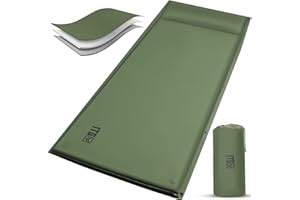 1TG Tactical Self Inflating Sleeping Pad for Camping, Insulated Inflatable Camping Mattress for Winter, with Pillow, Dual Valves, Memory Foam, Sleeping Mat for Backpacking, Hammock, Tents, Floor