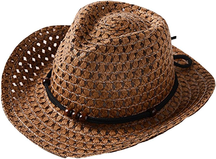 TWIFER Summer Baby Cowboy Straw Hats for Children Summer Beach Sun Hat Caps Baby Toddler Girl Princess Cute Summer Beach Bucket Hat Straw Cap Bonnet Embroidered
